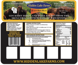 Hidden Lake Farms bison bacon packaging